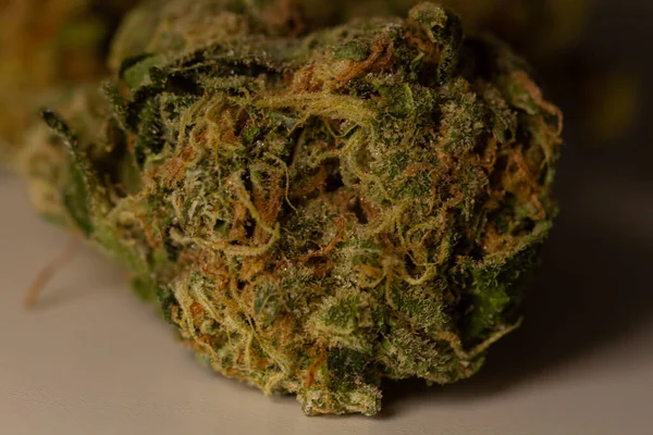 Gedroogde Bladeren Van Groene Medicinale Marihuana Close Macro Foto Medische — Stockfoto