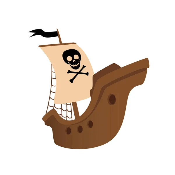 Piratenschiff. Räuberschiff. Vereinzelt auf weißem Hintergrund. Vektorillustration — Stockvektor