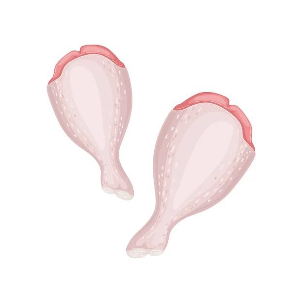 Patas de pollo crudas, concepto de carne fresca vector Ilustración. Aislado sobre un fondo blanco — Vector de stock