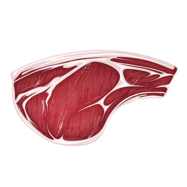 Beef roh frisches Steak. Realistische Vektorillustration. Isoliert auf weißem Hintergrund — Stockvektor