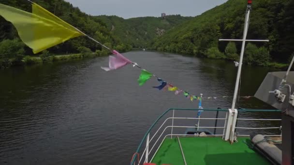 Mettlach Almanya 2017 Saar Nehir Döngüsünde Gezi Gemisi Nakliye Ediliyor — Stok video
