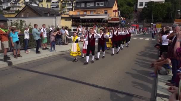Wine Festival Parade Cochem Old Traditional Clothes Wine Princess Rheinland — Stock Video