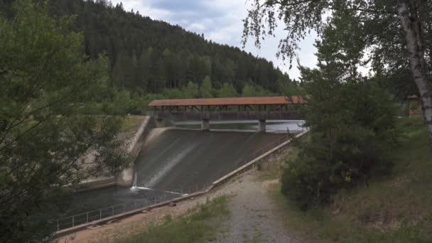 Bron Vid Nagold Dammen Nagoldtalsperre Även Erzgrube Schwarzwald Tyskland Ger — Stockvideo