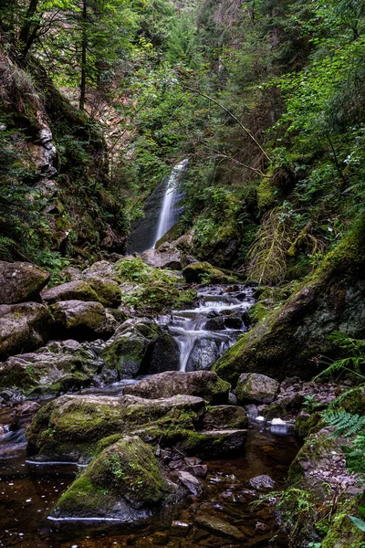 Principal Cachoeira Com Algumas Pedras Musgosas Desfiladeiro Ravenna Floresta Negra — Fotografia de Stock