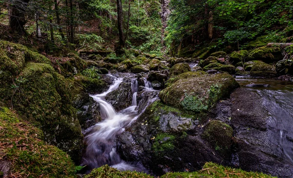Cascatas Cachoeira Com Algumas Pedras Musgosas Desfiladeiro Ravenna Floresta Negra — Fotografia de Stock