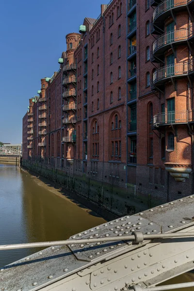 Anciennes Maisons Anciennes Briques Hambourg Speicherstadt Quartier Des Entrepôts Allemagne — Photo