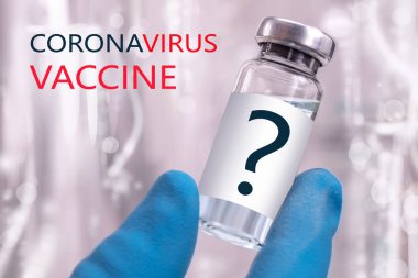 Coronavirus aşısı COVID-19 'un geliştirilmesi ve yaratılması. Coronavirus aşısı kavramı doktor mavi aşı kavanozunun elinde. Aşı Coronavirus 'a karşı savaş kavramı
