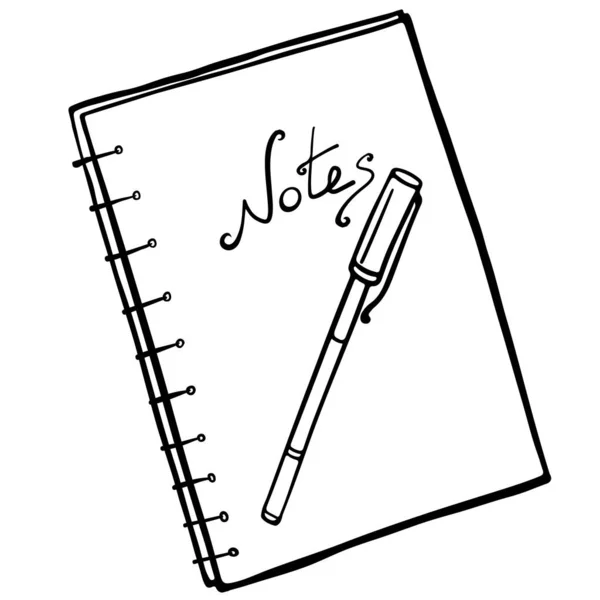 Izolált Notebook Fedél Fehér Hátterű Tollal Vektor Illusztráció Spirál Jegyzetfüzet — Stock Vector