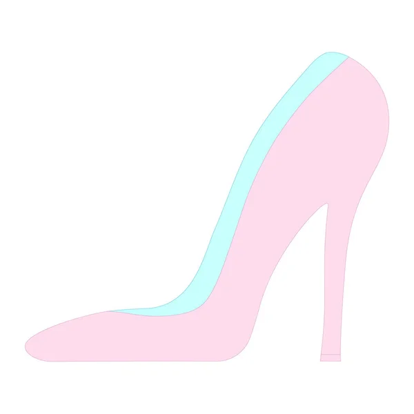 Vector pink woman shoe icon on white background. Beautiful shoe with sharp nose. Closeup of red high heels. Shoe icon for wedding card, invitation, greeting card, stickers. Trendy women platform shoes — Stock Vector