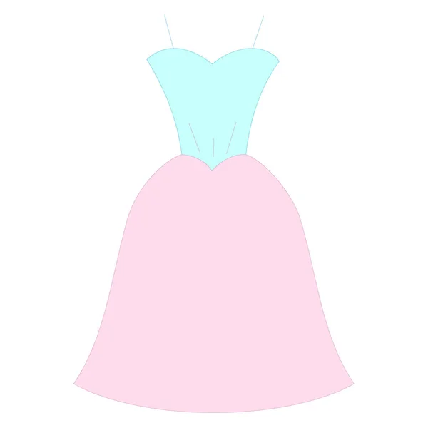 Vector icono de vestido de mujer rosa sobre fondo blanco. Elegante vestido de novia. Icono de vestido completo para la tarjeta de boda, invitación, tarjeta de felicitación, pegatinas. Vestido de novia rosa para el diseño web, pegatinas, aplicación móvil — Vector de stock