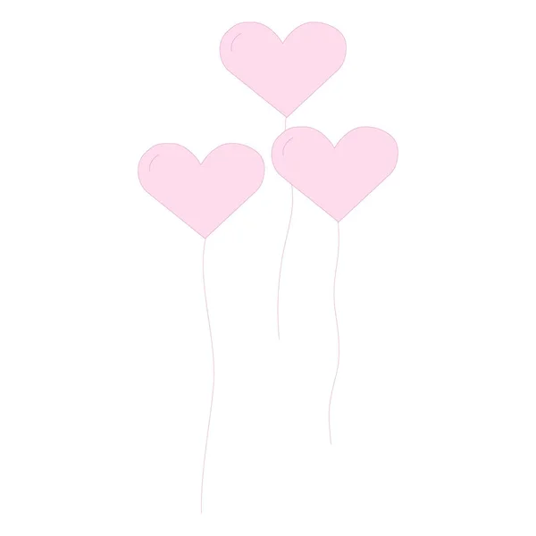 Pembe kalp şeklinde balonlar vektör simgesi. Sevgililer günü ve kartpostallar için üç balon. Mobil konsept ve web tasarımı için doldurulmuş tabela. Kutlama, tatil, çocuk doğumu için kalp şeklinde romantik bir sembol. — Stok Vektör