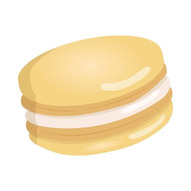 Fransız Makaronunun el çizimi. Makarna tatlısı. Vanilyalı Fransız kurabiyesi. Vektör koleksiyonu