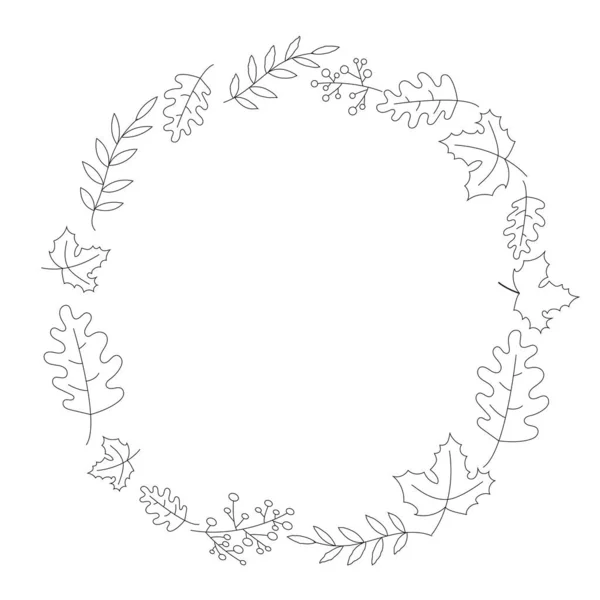Hand Drawn Botanic Frame Maple Leaves Oak Leaves Floral Frame — Stock Vector