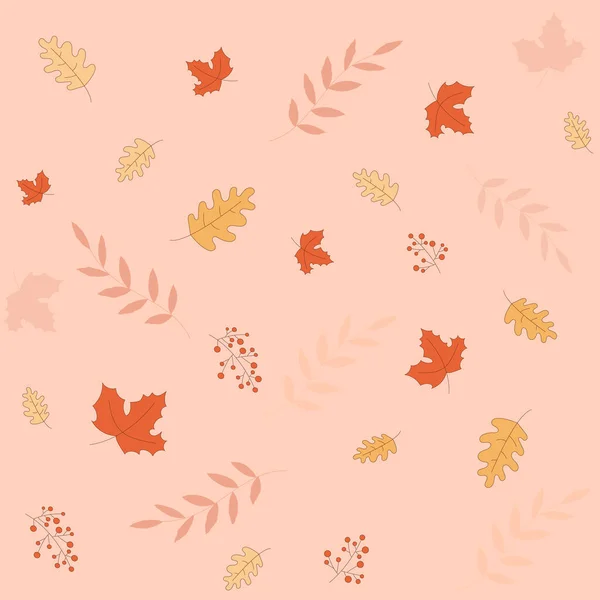 Осенние Листья Бесшовные Дубовым Листом Кленовым Листом Ясенем Сорбом Поздним — стоковый вектор