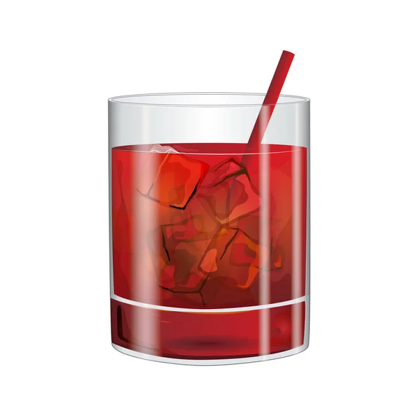 Illustration Vectorielle Cocktail Negroni Avec Glaçons Dessinés Main Tube Dans — Image vectorielle