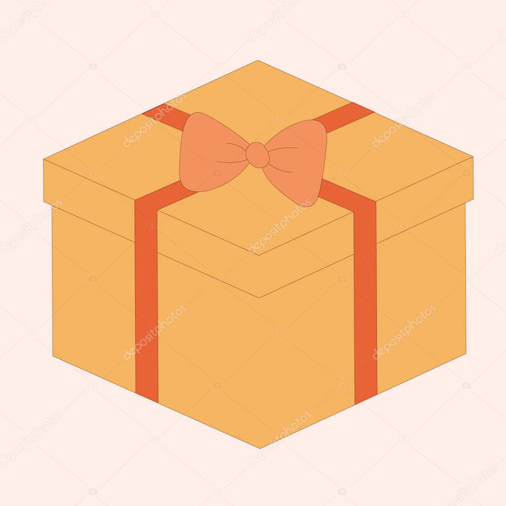 Gift box vector icon with ribbons isolated on white. Presents sign for sale, shopping concept. Gift box logo for birthday, Christmas postcards, app design. Cartoon flat design