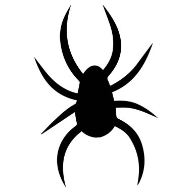 Cadılar Bayramı için örümcek ikonu. Çıkartmalar, tipografi, kumaş, kartpostallar ve oyun tasarımı için Cadılar Bayramı örümcek ağı. Dekorasyon için korkutucu unsurlar. Elle çizilmiş siyah örümcek. Vektör böceği beyazda izole edildi