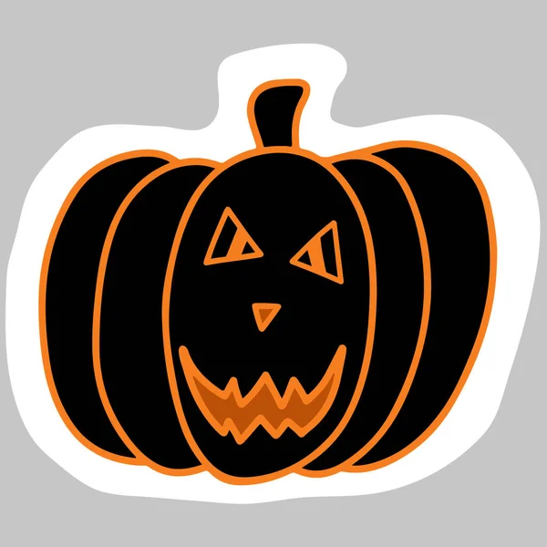 Halloween Kürbis Herbst Ikone Mit Orangefarbenen Augen Und Lächelndem Gesicht — Stockvektor