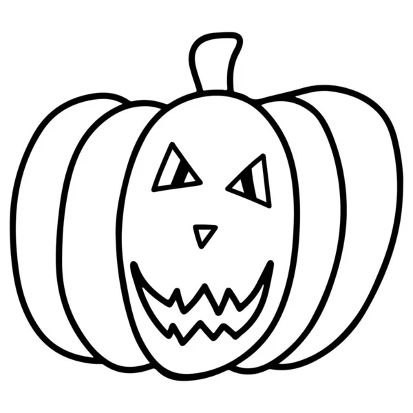 Halloween Græskar Efterår Ikon Med Øjne Smil Ansigt Linje Isoleret – Stock-vektor