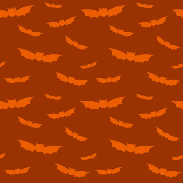 Halloween Seamless Pattern Orange Flying Bats Bat Silhouette Icons Orange — Stock Vector