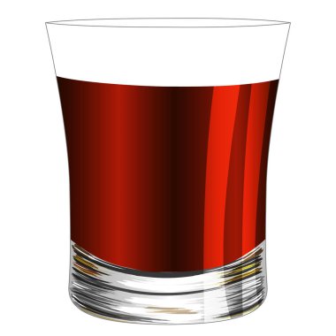 Bir bardak viski kokteyli. Restoran menüsü için alkol içkisi, çıkartmalar, poster. Bar menüsü için güzel bir kokteyl, posterler, el ilanları, reklamlar, yemek tarifleri kitabı. Vektör kokteyl illüstrasyonu