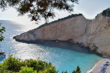 amazing turquoise sea and beautiful beaches of Lefkada island clipart