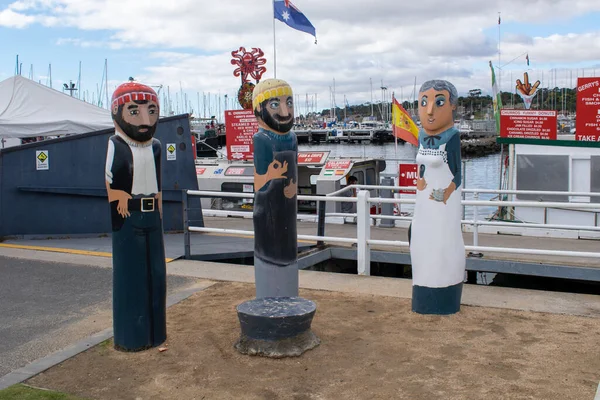 Bollards Coloridos Brilhantes Cidade Greater Geelong Victoria Austrália Arte Pública — Fotografia de Stock