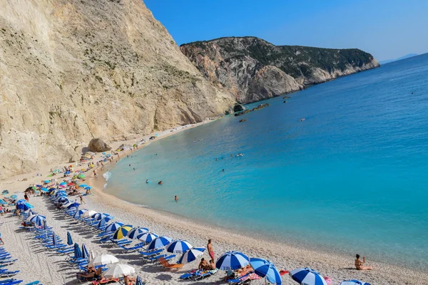 Lefkada Adası, Yunanistan - 07.07.2018 Lefkada adasının muhteşem turkuaz denizi ve güzel plajları