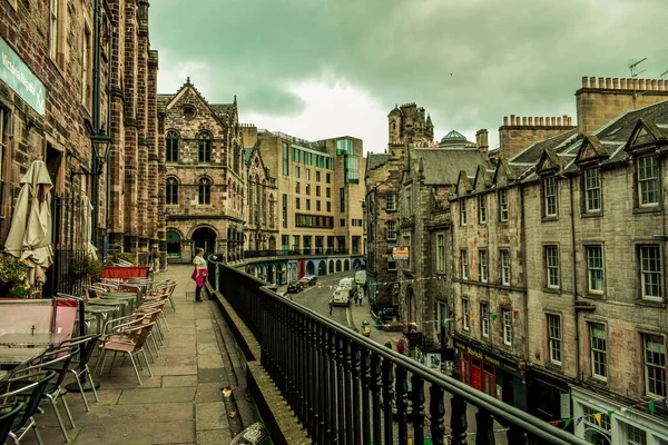 Victoria Street Een Middeleeuwse Straat Edinburgh Die Aansluit Grassmarket Populaire — Stockfoto