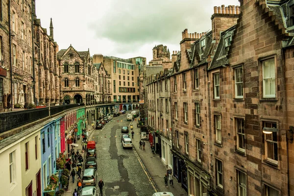 Victoria Street Een Middeleeuwse Straat Edinburgh Die Aansluit Grassmarket Populaire — Stockfoto