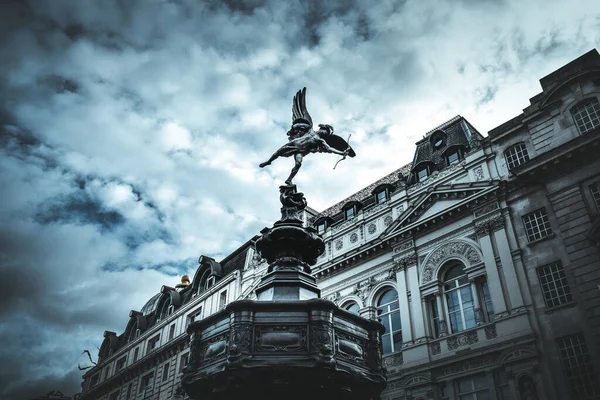 Słynny Pomnik Erosa Amora Kupidyna Piccadilly Circus Londynie Wielka Brytania — Zdjęcie stockowe