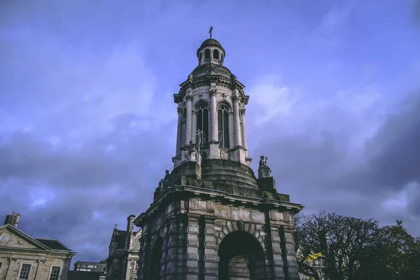 Campanile inside of the trinity college campus in Dublin, ireland