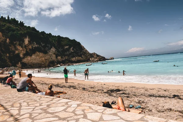 Spiaggia Milos Sull Isola Lefkada Grecia Ora Esatta — Foto Stock
