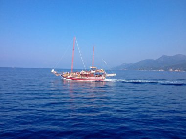 Yunanistan 'ın güzel renkli kasabaları, Parga. Yaz tatillerinde popülerdir.