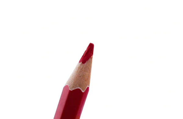 Jedno Jediné Ostré Červené Barvy Dřeva Tužka Umístěna Před Bílým — Stock fotografie