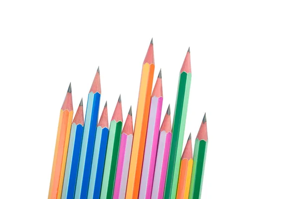 Poucos Lápis Madeira Lápis Diferentes Cores Dispostos Uma Linha Maravilhosa — Fotografia de Stock