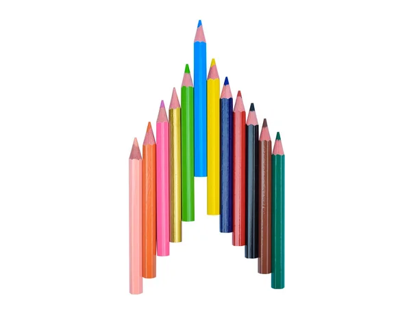 Padrão Seta Esplêndido Feito Com Alguns Lápis Madeira Diferentes Lápis — Fotografia de Stock