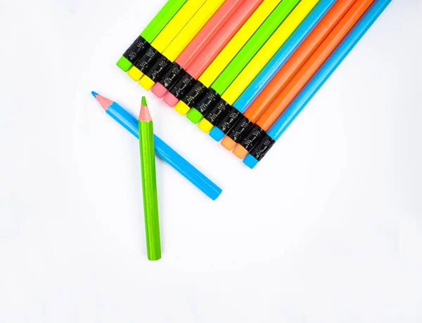 Shaped Made Two Different Wood Pencil Crayons Line Pencil Crayons — Stock Photo, Image