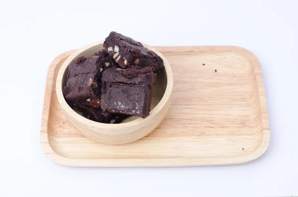 Brownies Choco Cuenco Madera —  Fotos de Stock