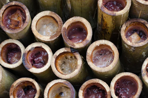 Arroz Glutinoso Asado Articulaciones Bambú — Foto de Stock