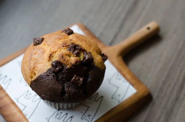 Chocolate Muffins Bakery Wood Cafe — Stock Photo, Image