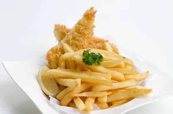 Fish Chips Mit Pommes — Stockfoto