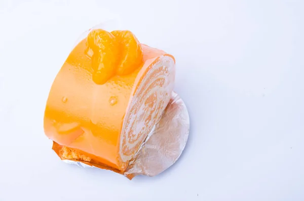 Orange Rulle Tårta Mjuk Grädde — Stockfoto