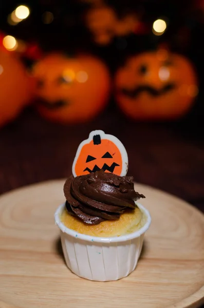 Halloweencupcakes Een Stel Feestelijke Halloween Cupcakes Gelukkig Halloween Feest Monster — Stockfoto