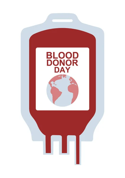 Dünya Kan Bağışı Pankartı Kanlı Kırmızı Plastik Konteynır Toprak Küre — Stok Vektör