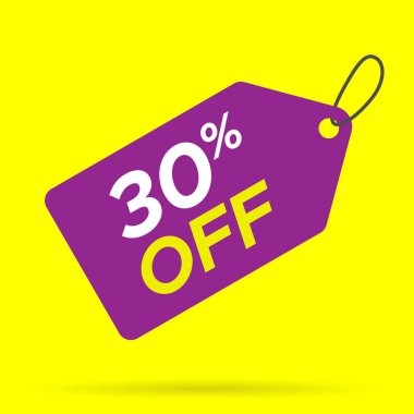 İndirim etiketi, etiket. Yüzde 30 indirimli. Satış terfileri için. Vektör çizimi. Düzenlenebilir