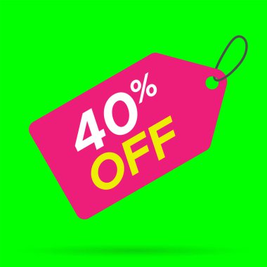 İndirim etiketi, etiket. Yüzde 40 indirimli. Satış terfileri için. Vektör çizimi. Düzenlenebilir