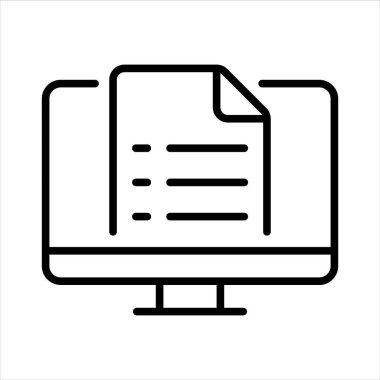 Çevrimiçi rapor. Uzaktan çalışma, ev ofisi, evden çalışma. Vektör çizgisi simgesi. Düzenlenebilir illüstrasyon. Piktogram. Renkli.