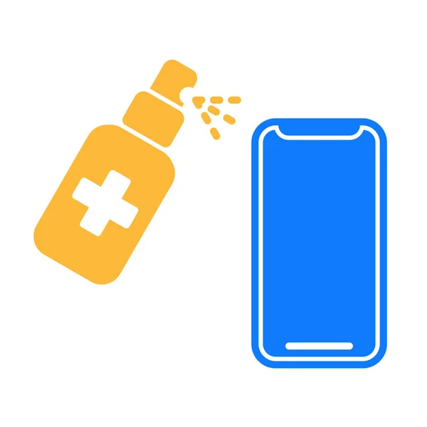 Coronavirus Prevention Covid Disinfection Spray Antiseptic Smartphone Vector Icon Illustration — Stock Vector