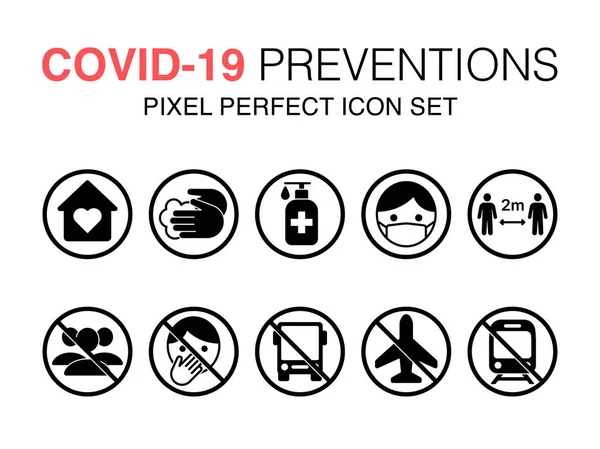 コロナウイルス予防セット Govd 関連するベクターアイコン フェイスマスク 防腐剤などのアイコンが含まれています ピクセル完璧だ ポスター ベクターグラフィックス